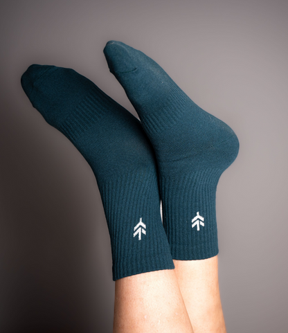 Chaussettes vertes durables pieds vert le haut