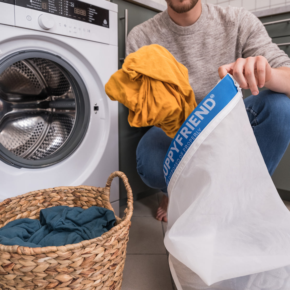 Sac de lavage Guppyfriend en utilisation