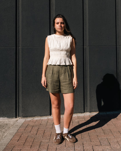 Short en lin Femme lin tissé en Belgique