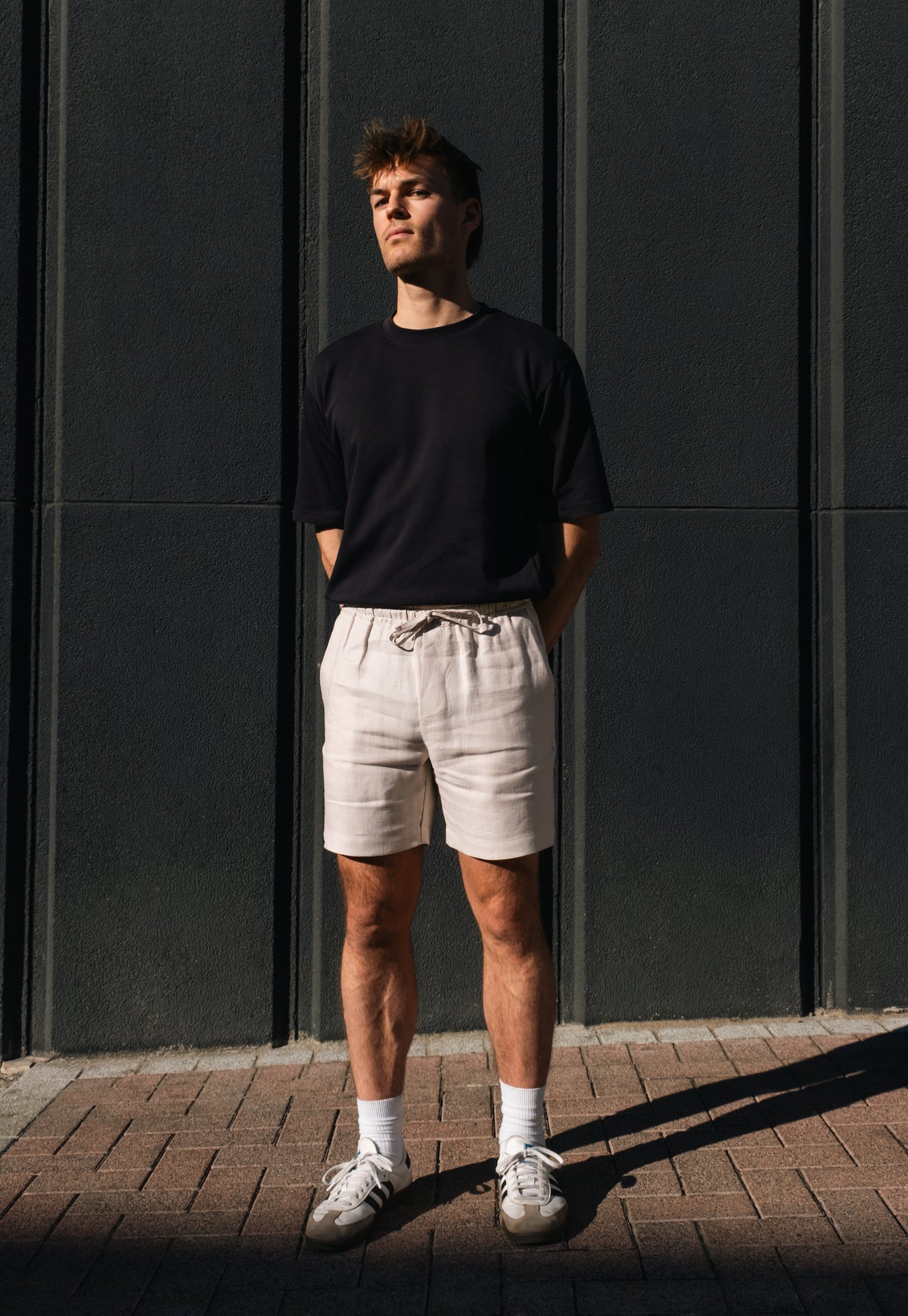 Short en lin Homme textile léger et respirant