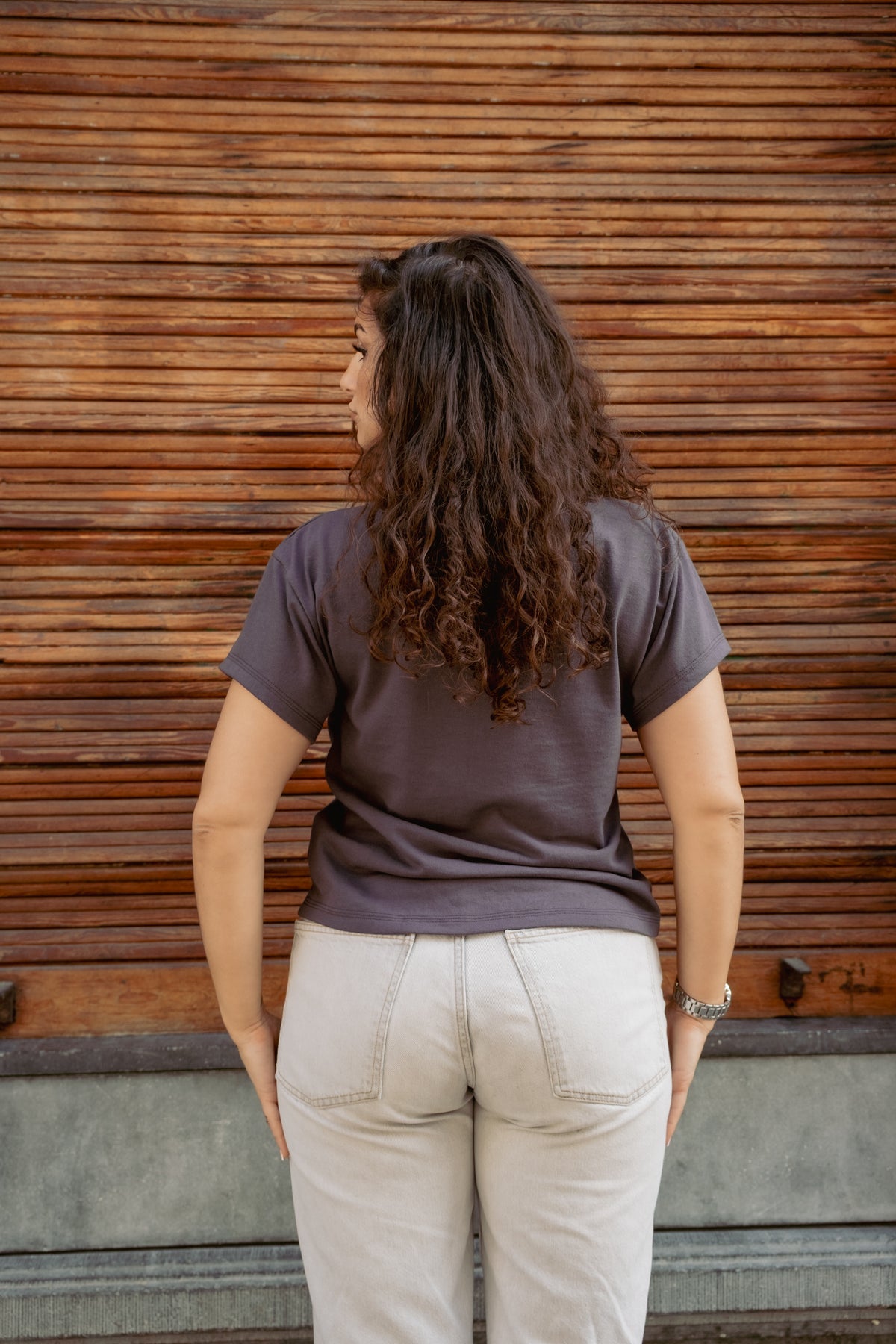 T-shirt femme détail manches biais