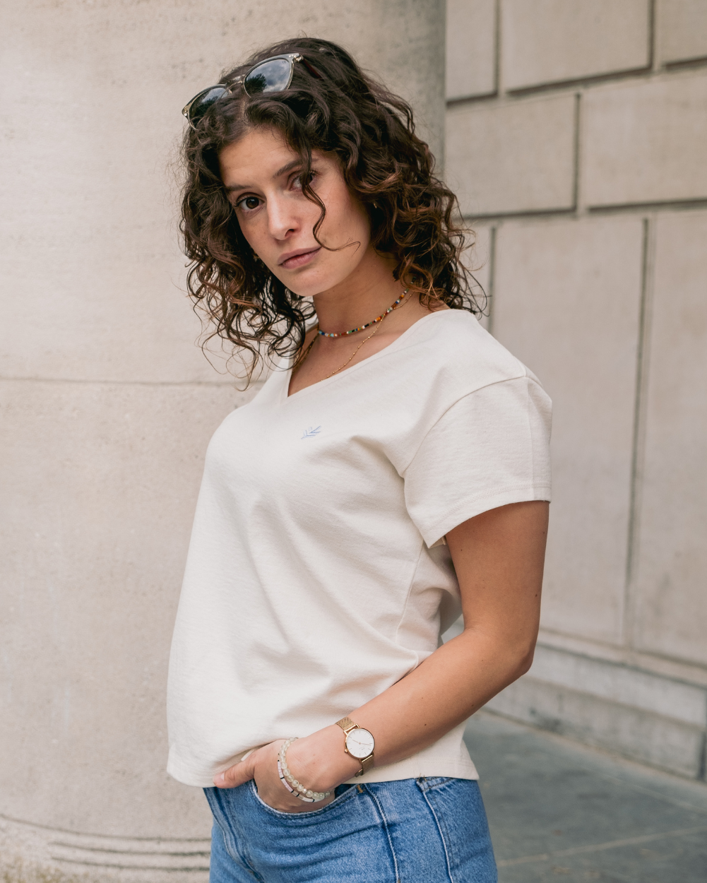 T-shirt femme manches en biais