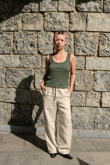 Top Femme textile côtelé confortable